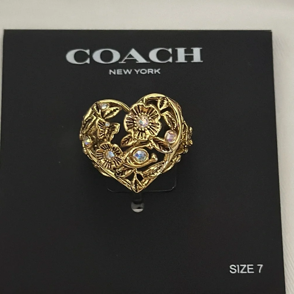 Coach gold heart ring.  Size 7 - Picture 2 of 2